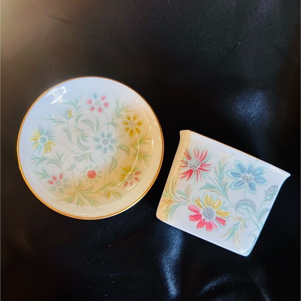Vintage Minton England Vanessa Cigarette Holder with Ashtray Bone China